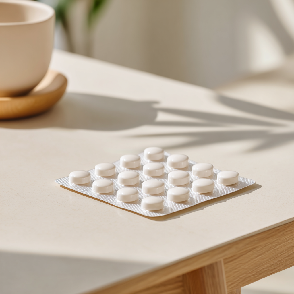 product capsules on neutral background